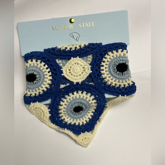 NWT ⚜️🧿⚜️ Crochet Evil Eye Head Scarf Bandana Knit For Head Wrap - Picture 9 of 17